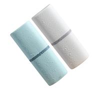 WATIIFUFU 2pcs One Portable Toothbrush Storage Case with Washing Cup Compact Travel Container for Home Use Fine Workmanship Round Corner Design White and Sky-Blue