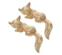 WATIIFUFU 2pcs Polished Brass Fox Cabinet Handles, Animal Shape Drawer Pulls for Kitchen Cabinets and Dresser, Vintage Brass Knobs for Home Decor