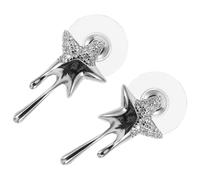 WATIIFUFU 2Pcs Rhinestone Star Earrings for Women, Tiny Sparkly Star Studs with Dangle Drop Design, Hypoallergenic Fashion Jewelry Suitable for Sensitive Ears and Daily Wear