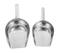 WATIIFUFU 2pcs Stainless Steel Multifunctional Kitchen Scoop Set - Small Medium Flat-Base Flour, Grain, Coffee Bean, French Fries Shovels for Home Cooking and Food Handling
