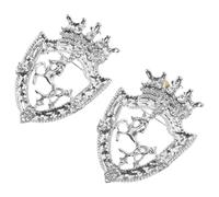 WATIIFUFU 2Pcs Vintage Men’S Shield and Crown Brooch Pins with Rhinestones - Silver Metal Lapel Badge for Suits, Coats, Ties - Classic Men’S Suit Accessory