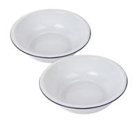 WATIIFUFU 2pcs White Enamel Mixing Bowls Set, Large Heavy Duty Kitchen Salad and Serving Bowls, Easy Maintenance with Effortless Cleaning, Classic Vintage Style for Fruit and Vegetable