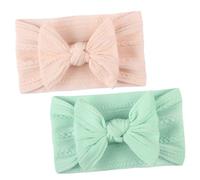 WATIIFUFU 2pcs Wide Nylon Bowknot Headbands Soft Jacquard Headdress for Boys Breathable Comfortable Hair Accessories for Birthday Party Shower and Family Photos Pink Mint Green