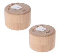 WATIIFUFU 2pcs Wooden Tooth Fairy Box Lost Teeth Storage Container with Keepsake Organizer for Boys Preserve Childhood Memories