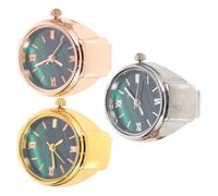 WATIIFUFU 3 Pcs Stainless Steel Finger Ring Watches with Roman Numerals Mini Creative Analog Dial for Women Glass Surface Charming Rose Gold Gold Silver