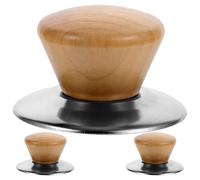 WATIIFUFU 3 Sets Pot Lid Handles Replacement Knobs for Pan and Glass Lids Universal Fit Lightweight Stainless Steel and Wood Material Classic Shape for Kitchen Cooking