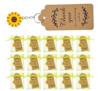 WATIIFUFU 30 Sets Sunflower Keychain Kit with Thank You Cards and Organza Bags for Summer Theme Party Decorations Shower Birthday Wedding Guest Favors with Creative Pendant and Smooth