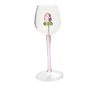 WATIIFUFU 300Ml Rose Flower Glass Wine Goblet Stemmed Decorative Wine Glass for Home Dining Romantic Beverage Cup