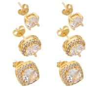 WATIIFUFU 3pairs Earring Set for Women Men round Square Tiny Cubic Zirconia Studs Earrings Cute Small for Christmas Goody Bag Stuffers Ear Jewelry Set for Everyday Wear