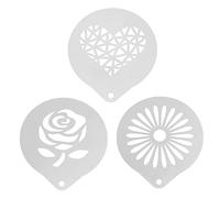 WATIIFUFU 3pcs Creative Stainless Steel Coffee Stencils for Cappuccinos and Hot Chocolate, Milk Spray Template with Sprinkling Cocoa and Chocolate Function, for Baking and Latte Art
