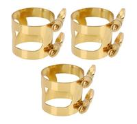 WATIIFUFU 3pcs Gold Brass Alto Saxophone Ligature Fastener with Double Screws, Adjustable Mouthpiece Ligature for Beginner and Student Alto Sax Practice and Rehearsals