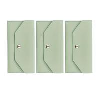 WATIIFUFU 3pcs Minimalist PU Leather Ladies Wallet Long Cash Holder Organizer Pouch with Snap Button for Budgeting Receipts and Valuables Portable Money Bag for Women