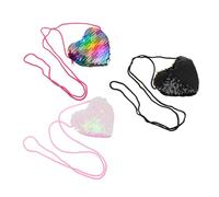WATIIFUFU 3pcs Sequin Coin Bags Long Strap Stylish Change Pouch Portable Heart-Shaped Wallets for Women Travel Use Random Color