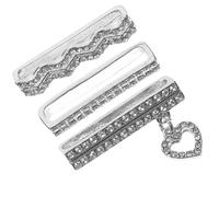WATIIFUFU 3pcs Silver Watchband Charm Rings with Rhinestone Heart Pendant, Silicone Watch Strap Embellishment for Smartwatch, Band Ornament Accessories
