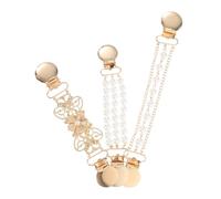 WATIIFUFU 3pcs Vintage Pearl Chain Cardigan Shawl Clips for Women Alloy and Faux Pearl Decorative Brooches Use Sweater and Scarf Accessories and Elegant Clothing Cinch Clips