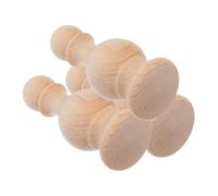 WATIIFUFU 3pcs Wooden Curtain Rod Finials Beige Decorative End Caps Roman Bridge Design Multifunctional Furniture Legs Cabinet Supports with Fine Carving for Home Decor