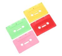 WATIIFUFU 4pcs Blank Cassette Ornaments DIY Retro Wall Decoration Vintage Audio Tape Set with Hard Case for Party in Red Pink Light Green Yellow