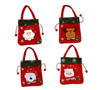 WATIIFUFU 4pcs Christmas Candy Bags Cute Designs Snowman Reindeer Bear Santa for Portable Non-Woven Handbags for Storing Treats and Surprises