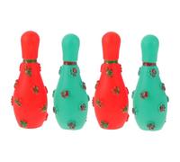 WATIIFUFU 4pcs Dog Interactive Squeaky Set, Chew-resistant Plastic Bowling Ball Design for Puppy Teeth Cleaning and Behaviour Training, for Pet Exercise and Play Random Color
