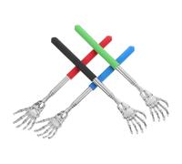 WATIIFUFU 4Pcs Extendable Stainless Steel Back Scratcher Massage Tool with Skull Hand Design, Adjustable Length, Portable Massagers for Men and Women Relieving Itching and Back Discomfort