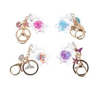 WATIIFUFU 4pcs Glow in Dark Turtle Keychains Cute Alloy and Acrylic Mini Tortoise Keyrings with Decorative Charm for Nighttime Use and Present Idea