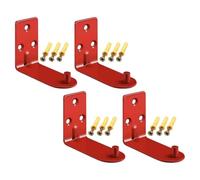 WATIIFUFU 4pcs Metal Fire Extinguisher Bracket Set with Red Wall Mount Hooks and Nylon Anchor Bolts for Fire Extinguisher Cabinets, Space-Saving and Heavy Duty Support, Maximum Capacity