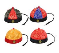 WATIIFUFU 4pcs Qing Dynasty Emperor Hat Party Hat Vintage Costume Headpiece Chinese Style Ancient Cap for Drama Festival Performance
