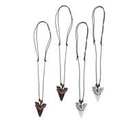 WATIIFUFU 4pcs Shark Tooth Necklace for Men and Women Cool Jewelry with Unique Surfer Style Eye-catching White and Brown Pendant Accessories Bold Shark Themed Design