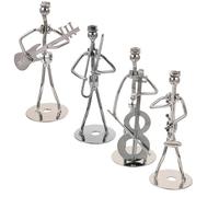 WATIIFUFU 4pcs Silver Iron Band-shaped Adornments Minimalist Bandsman Figurines Lightweight Desktop Decorations for Home and Christmas