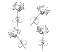 WATIIFUFU 4pcs Silver Needle Diamond Round Ear Studs for Women Studded Earrings Daily Wear Jewelry Fashionable and Charming Accessory