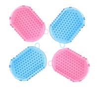 WATIIFUFU 4Pcs Two-Sided Meridian Massage Brushes with Soft Palm Comb and Nail Scrub Gloves, Small Handheld Multi-Purpose Body Scrub Tools for Home Spa, Scalp and Skin Care (2 Pink + 2 Blue)