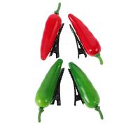 WATIIFUFU 4pcs Unique Girls Hair Accessories Chili Pepper Hairpins Mini Food Hairpins Alligator Hair Clips