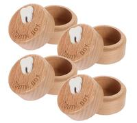 WATIIFUFU 4pcs Wooden Tooth Keepsake Box with Individual Labeled Compartments and Rounded Edge Design, Compact Memory Keeper for Teeth Collection, Birthday Or Shower