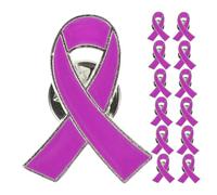 WATIIFUFU 50pcs Metal Ribbon Lapel Pins Purple Enamel Brooches for Cancer Awareness Charity Support Alloy Pins for Daily Wear Fundraisers