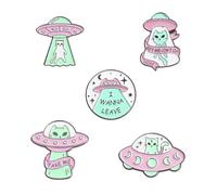 WATIIFUFU 5pcs Alloy Lapel Pins Set Featuring Unique Cartoon Astronaut, Cat and Spaceship Designs with Adjustable Waist Fixing, Enamel Backpack Brooches for Space Enthusiasts