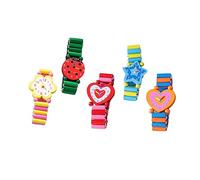 WATIIFUFU 5pcs Wooden Wrist Watch Colorful Creative Bracelets for Boys Learning Safe Material Design Random Color