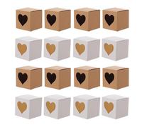 WATIIFUFU 60pcs Brown Kraft Paper Heart-Shaped Boxes 5cm Square Window Packaging Boxes for Cake Candy Party Presents Random Color Random Color