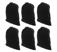 WATIIFUFU 6pcs Black Lint Drawstring Jewelry Pouches and Watch Protection Bags, Reusable and Portable Small Storage Bags for Weddings and Annual Parties