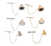 WATIIFUFU 6pcs Copper Tie Clips for Men with Secure Chain Design, Universal Fit round Necktie Pins for Weddings, School Ties, and Professional Business Wear