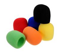 WATIIFUFU 6pcs Handheld Microphone Windscreens Sponge Covers for Standard Mics with Multi-color Orange Yellow Red Green Black