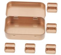 WATIIFUFU 6pcs Rose Gold Tin Box Lid Hinged Metal Storage Containers Small Rectangle Tinplate Candy Cases Packing Boxes for Wedding Storage