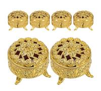 WATIIFUFU 6pcs Small round Candy Boxes with Lid for Parties and Weddings, Elegant Vintage Style Pp Material Favor Boxes for Tiny Trinkets and Sweets, Versatile Use Containers