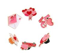 WATIIFUFU 6pcs Valentine's Day Brooch Accessories Bulk Alloy Heart Love Enamel Pins for Women Wedding Party Cupid's Arrow Heart Pin Multi Styles Valentine's Day Brooch Assortment