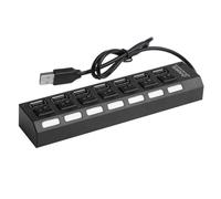 WATIIFUFU 7-Port USB 2.0 Multi Charger Hub High-Speed Data Transfer Ergonomic Design for Laptop Desktop Use Black