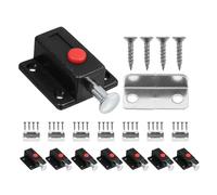 WATIIFUFU 8 Pcs Black Spring Loaded Push Latches for Cabinets, 3.6mm Aperture Button Door Latch Pin Set with Screws and Clips, Automatic Cabinet Door Catch for Cupboards and Closets