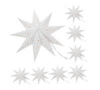 WATIIFUFU 8pcs Elegant White Paper Star Lanterns Nine-Pointed Origami Lampshades for Holiday Star Decor Soft Light Diffusing Festive Indoor Hanging Decorations