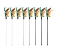 WATIIFUFU 8pcs Interactive Cat for Indoor Cats Kitten Feather Sticks with Bell Plastic Material Promotes Flipping Jumping Chasing Suitable for Home Play