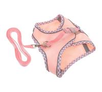 WATIIFUFU Adjustable Lightweight Puppy Harness and Leash Set Made of Sturdy Polyester with Wear Resistance, Suitable for Outdoor Dog Walking and Can be Put in Your Bag, Pink Colour