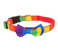 WATIIFUFU Adjustable Rainbow Dog Collar with Fabric Material, Stylish Bowtie Design for Puppies and Small Pets, Suitable for Daily Wear and Photo Shoots