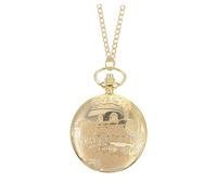 WATIIFUFU Antique Pocket Watch Timing Golden Train Design for Railway Men Vintage Souvenir Watch for Birthday for Dad Trains